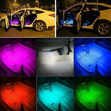 4Pcs 5050 LED Car Strip Underglow 40W RGB LED Neon Car Under Glow Atmosphere Strip Light APP bluetoo