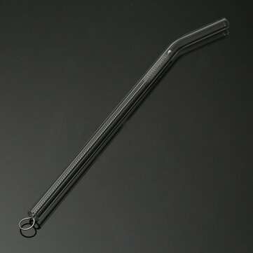 4Pcs 5mm Reusable Clear Bent Glass Drinking Straws Water Juice Straws with Cleaning Brush