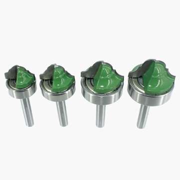 4Pcs 6.35mm Shank Double Roman Edging Router Bit With Bearing Bilateral Frame Line Cutter For Woodwo