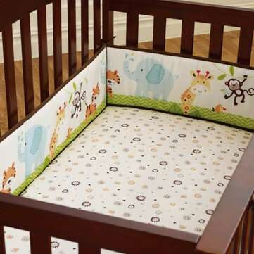 4Pcs Baby Infant Cot Crib Safety Bumper Toddler Nursery Bedding Bed Protector