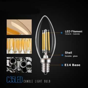 4PCS AC220V E14 4W Dimmable COB LED Candle Light Bulb + Smart WiFi Dimmer Light Switch Work With Ama