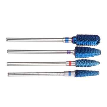 4pcs Blue Tungsten Steel Nail Drill Bits Grinding Head Carbide Burrs for Electric Manicure Machine