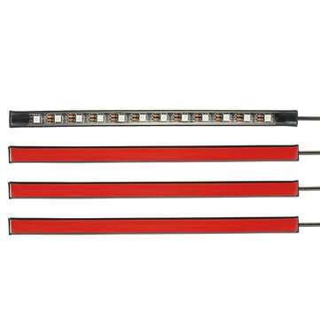 4Pcs Car RGB 12LED Interior Atmosphere Decorative Light Multi-colorful Support Sound Control Functio