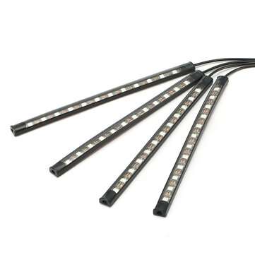 4Pcs Car RGB 12LED Interior Atmosphere Decorative Light Multi-colorful Support Sound Control Functio