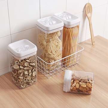 4PCS Food Storage Containers Plastic Airtight Lids Cereal Machine Set Transparent