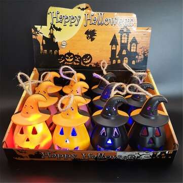4Pcs Hollow Pumpkin with Hat LED Lights Lamp Lantern Halloween Party Bar Decor
