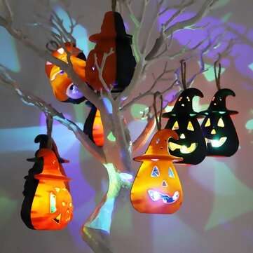4Pcs Hollow Pumpkin with Hat LED Lights Lamp Lantern Halloween Party Bar Decor