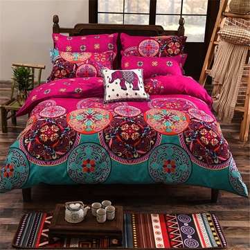 4Pcs Oriental Mandala Polyester Single Double Queen Size Bedding P... (BEDDING SIZE: QUEEN220*240CM)