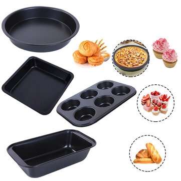 4pcs Non Stick Square Cake Pan Cheese Cookie Bread Pizza Baking Tray Bakeware Tool