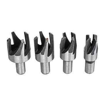 4pcs Round Woodworking Plug Cutter Cutting Drill Bits Set Dowel Maker Tool