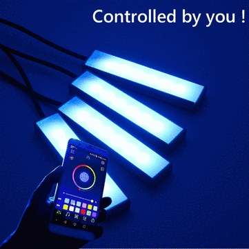 4PCS RGB LED Car Foot Floor Atmosphere Lights Intelligent Sound Control Colorful Decoration Lamp DC1