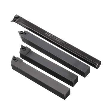 4pcs S10K-SDUCR07/SDJCR/SDJCL/SDNCN1010H07 Turning Tool Holder Set with 4pcs DCMT0702 Inserts