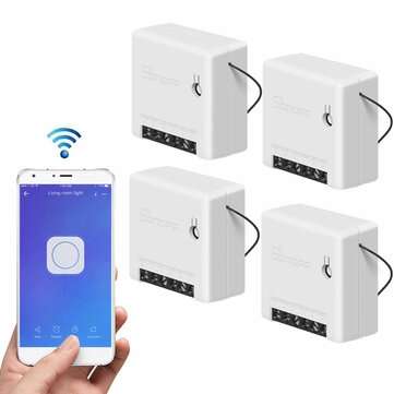 4pcs SONOFF MiniR2 Two Way Smart Switch 10A AC100-240V Works with Amazon Alexa Google Home Assistant