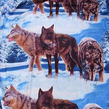 4pcs Suit 3D Snowfield Wolf Reactive Dyeing Polyester Fiber Bedding Sets Queen Size
