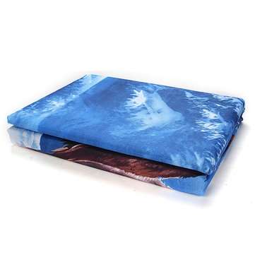 4pcs Suit 3D Snowfield Wolf Reactive Dyeing Polyester Fiber Bedding Sets Queen Size