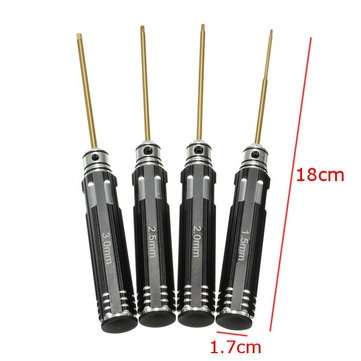 4Pcs Stainless Steel Hex Screwdriver Kit Screwdriver Set 1.5mm/2mm/2.5mm/3.0mm