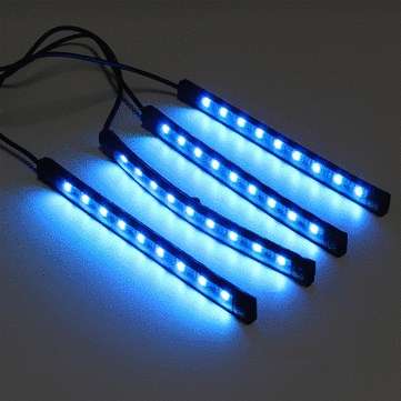 4Pcs USB LED Car Interior Decoration Lights RGB Floor Atmosphere Light Strip Music Control Neon Lamp