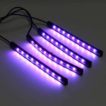 4Pcs USB LED Car Interior Decoration Lights RGB Floor Atmosphere Light Strip Music Control Neon Lamp