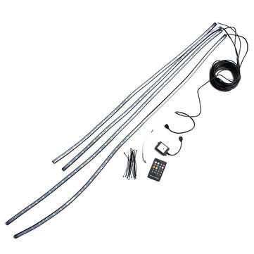 4pcs Waterproof RGB LED Car Decoration Lights Strip Neon Atmosphere Lamp Kit with Wireless Control