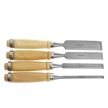 4Pcs Wood Carving Roughing Hand Chisel Tool Kit Set Working Profe... (MATERIAL: CHROMEVANADIUMSTEEL)