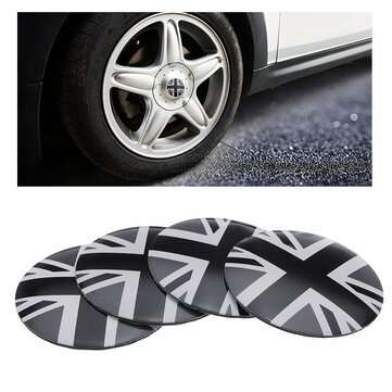 4x 56mm 3D Alloy Car Wheel Center Hub Cap Badge Flag Emblem Sticker Universal (TYPE: 1)