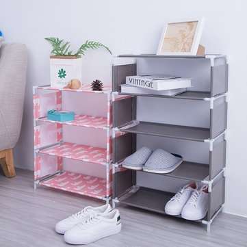 5 Layers Non-woven Shoe Rack Large Size Living Room Fabric Dustproof Cab... (COLOR.: PINK | SIZE: L)