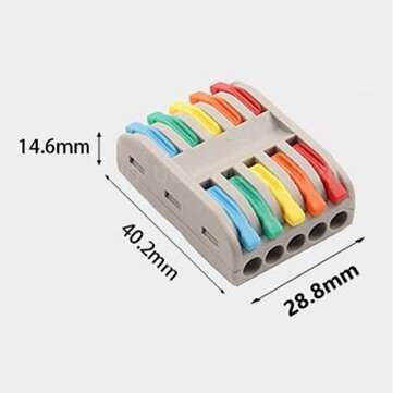 5 Input 5 Output Colorful Quick Wire Connector Terminal Blocks Universal Compact Cable Splitter for