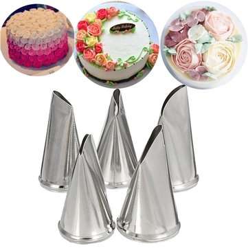 5 Pcs Set Rose Petal Icing Piping Nozzles Metal Cream Tips Cake Decorating Tools Cup Cake Pastry Too