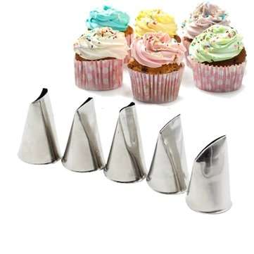5 Pcs Set Rose Petal Icing Piping Nozzles Metal Cream Tips Cake Decorating Tools Cup Cake Pastry Too