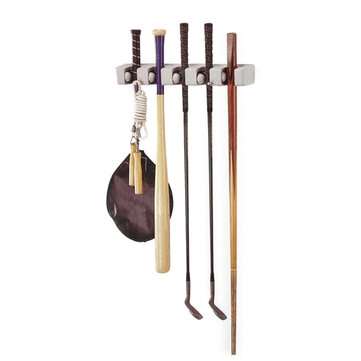 5 Position 6 Hooks Wall Mounted Mop Broom Holder Hanger Kitchen Shelf Storage Holder Home Garage Sto