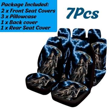 5 Seats Full Set Car Seat Covers PU Leather For Interior Accessories (QUANTITY: 7PCS)