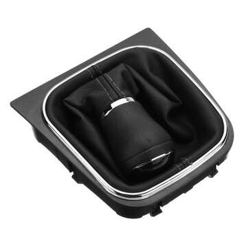 5 Speed Front Gear Shift Knob Lever + Gaiter Boot Cover Leather For VW Golf 5 6