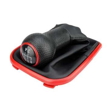 5 Speed Gear Shift Knob Shifter Lever Stick with Dust Cover For VW Bora Golf 4 (COLOR.: RED)