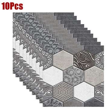 5/10Pcs Home Decor 3D Stone Wall Sticker Self-adhesive Wallpaper Decorations (QUANTITY: 10PCS)