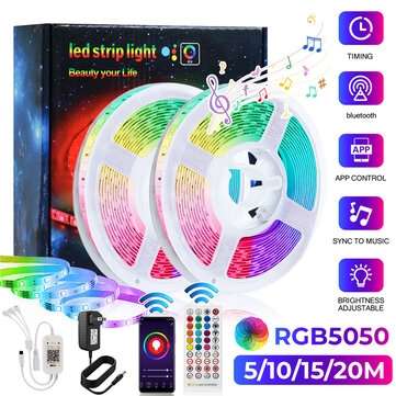 5/10/15/20M RGB LED Light Strip with 40Key Remote Control Cuttable P... (LENGTH: 15M | PLUG: EUPLUG)