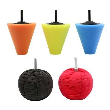 5/6/7 Pcs Car Polish Buffing Cone Pads + Polishing Ball Pad For Wheel Corner Dri... (QUANTITY: 5PCS)