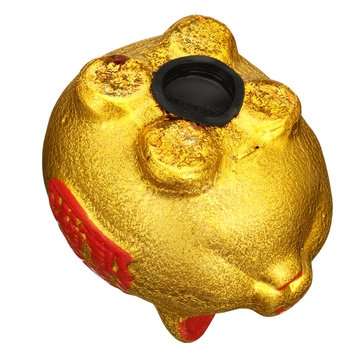 5`` Gold Ceramic Piggy Bank Mini Cute Pig Children Coin Collection Gift Decorations