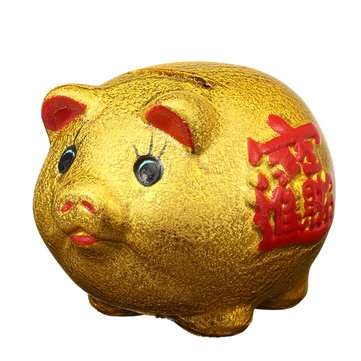 5`` Gold Ceramic Piggy Bank Mini Cute Pig Children Coin Collection Gift Decorations