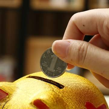 5`` Gold Ceramic Piggy Bank Mini Cute Pig Children Coin Collection Gift Decorations