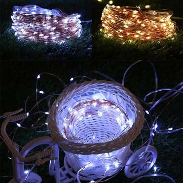 50/100/200LEDs Solar Copper Wire Lamp Fairy String Lights Wate... (LENGTH: 10M | LIGHT COLOR: WHITE)