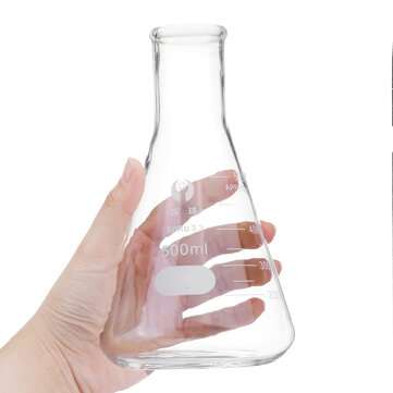 500mL Lab Glass Erlenmeyer Conical Flask Bottle w/ Rim Borosilicate Laboratory Glassware