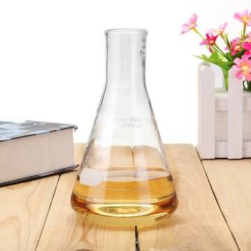 500mL Lab Glass Erlenmeyer Conical Flask Bottle w/ Rim Borosilicate Laboratory Glassware