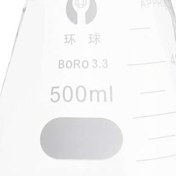 500mL Lab Glass Erlenmeyer Conical Flask Bottle w/ Rim Borosilicate Laboratory Glassware