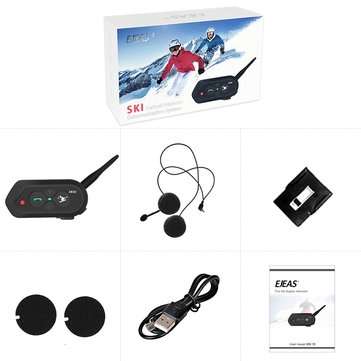 500mAh 1200M EJEAS Motorcycle Skiing Helmet Intercom Headset With bluetooth Function