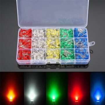 500PCS F5 5mm LED Light-emitting Diode Luminous Tube Beads Resistance Lights Kits Bulb Lamp
