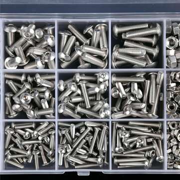 500pPCS Stainless Steel Hex Socket Cap Head Bolts Screws Nuts M3 M4 M5 304 Kit