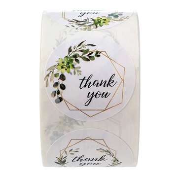 500Pcs/Roll 1 Thank You Sticker Label DIY Round Transparent Plastic Label Stickers Adhesive Sticker