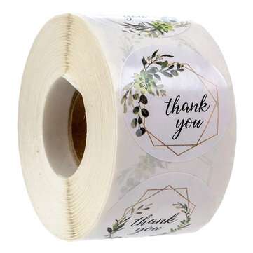 500Pcs/Roll 1 Thank You Sticker Label DIY Round Transparent Plastic Label Stickers Adhesive Sticker