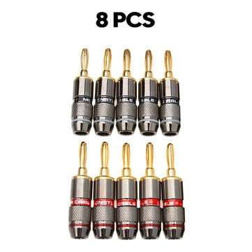 50-90VA Gold Plated Male Connector 8/12Pcs Audio Speaker Cable Wire Banana Plug ... (QUANTITY: 8PCS)