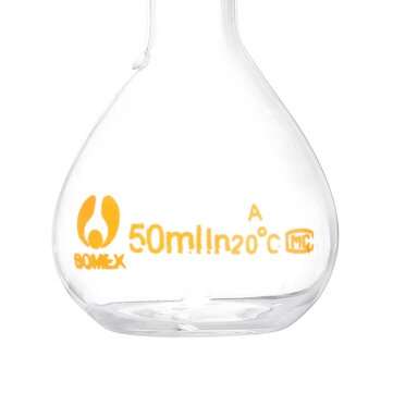 50mL Clear Glass Volumetric Flask w/ Glass Stopper Lab Chemistry Glassware
